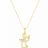 New * Macy'S Diamond Angel 18 Pendant Necklace (1/10 Ct. T.W.) In Sterling Silver & 14K Rose Gold-Plate Or 14K Yellow Gold-Plated Sterling Silver Gold-Plated Sterling Silver