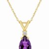 Hot * Macy'S Amethyst And Diamond Accent Pendant Necklace (1 Ct.T.W) 14K White Gold Plated Or 14K Yellow Gold Plated