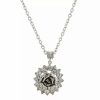 Best * 2028 Silver-Tone Crystal Flower Pendant Necklace 16 Adjustable Silver