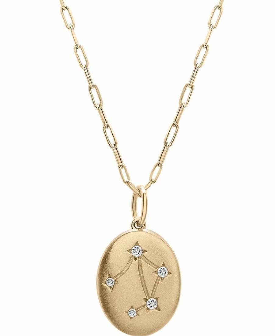 Hot * Wrapped Diamond Libra Constellation 18 Pendant Necklace (1/20 Ct. Tw) In 10K Yellow Gold, Created For Macy'S Yellow Gold