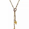 Online * By 1928 Matte 14 K Gold Dipped Double Arrowhead Wrapped Lariat Necklace Brown