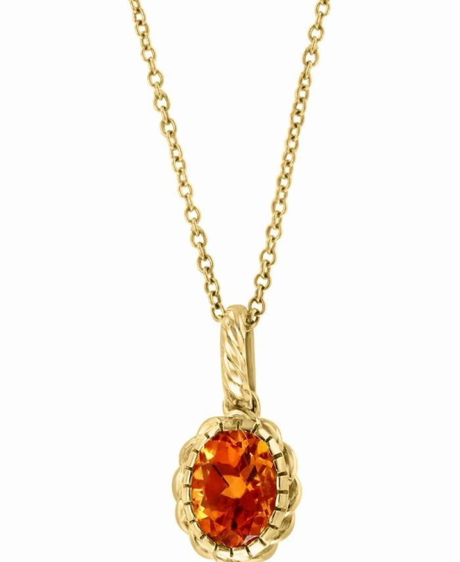 New * Effy Collection Citrine Oval 18 Pendant Necklace (1-1/5 Ct. T.W.) In 14K Gold Citrine