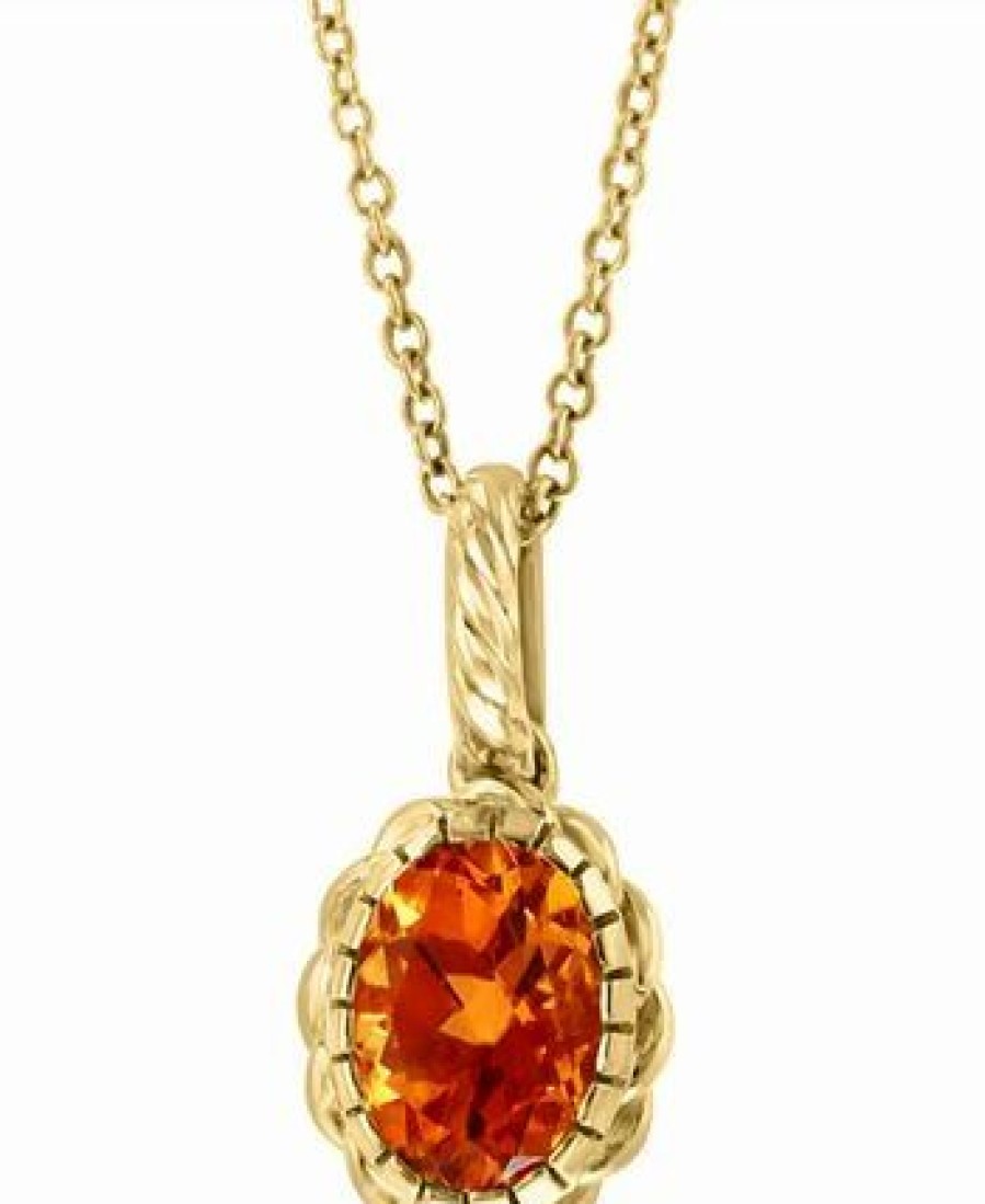 New * Effy Collection Citrine Oval 18 Pendant Necklace (1-1/5 Ct. T.W.) In 14K Gold Citrine