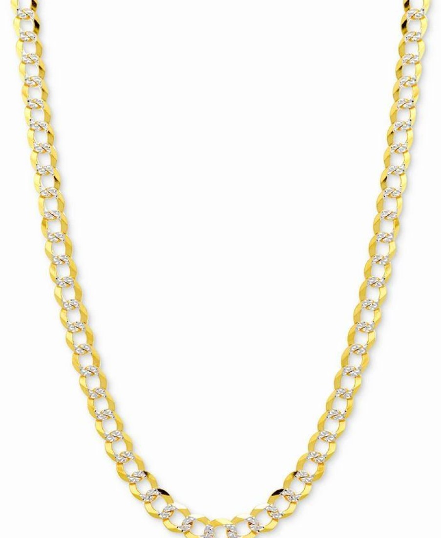 Online * Italian Gold 28 Two-Tone Open Curb Link Chain Necklace In Solid 14K Gold & White Gold Two-Tone