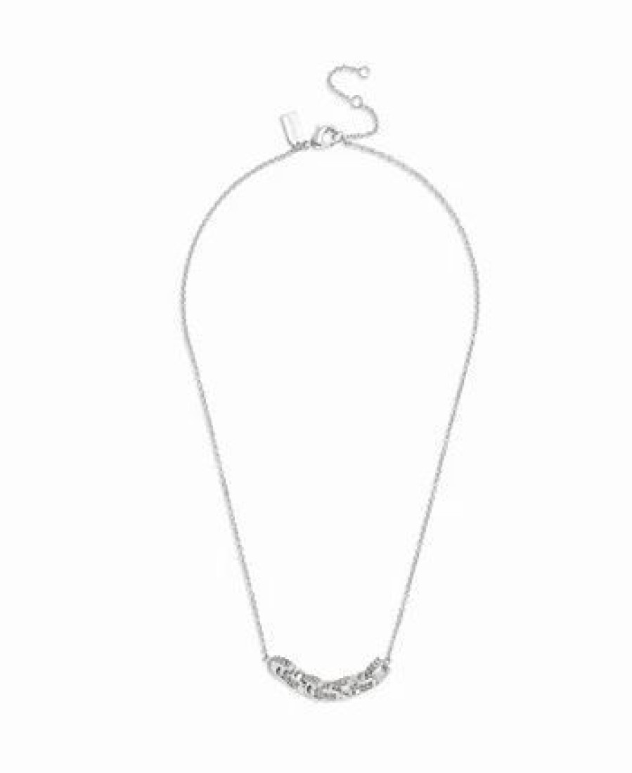 Clearance * Coach Women'S Signature Pave Necklace Crystal, Rhodium