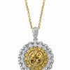 Wholesale * Effy Collection Multicolor Diamond (5/8 Ct. T.W.) & White Diamond (7/8 Ct. T.W.) Halo Cluster 18 Pendant Necklace In 14K Two-Tone Gold Two-Tone