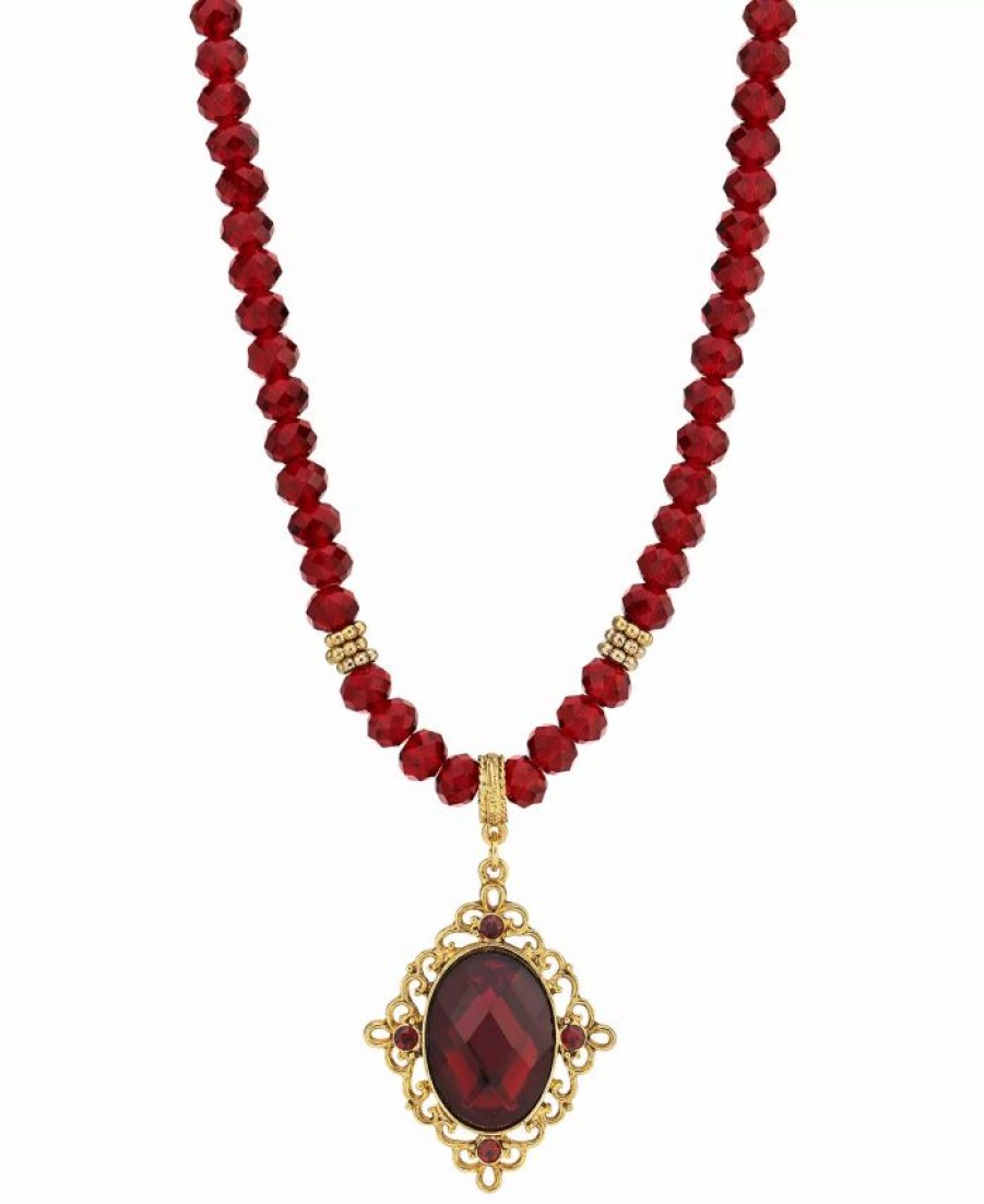 Wholesale * 2028 14K Gold Dipped Drop Necklace Red