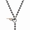 New * Steve Madden Ball Chain Y Necklace Hematite, Gold-Tone