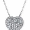 Online * Macy'S Diamond Heart Halo Cluster Pendant Necklace (3/4 Ct. T.W.) In 14K White Gold, 16 + 2 Extender White Gold