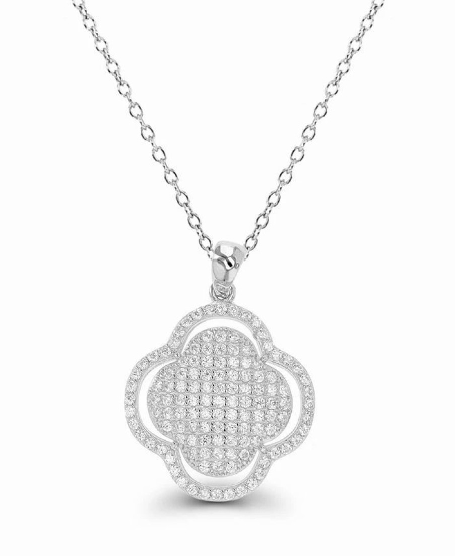 Best * Macy'S Cubic Zirconia Clover Necklace (1 1/5 Ct. T.W.) In Sterling Silver Sterling Silver