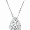 Clearance * Badgley Mischka Lab Grown Diamond Pear & Round Halo 18 Pendant Necklace (1-1/5 Ct. T.W.) In 14K White Gold White Gold