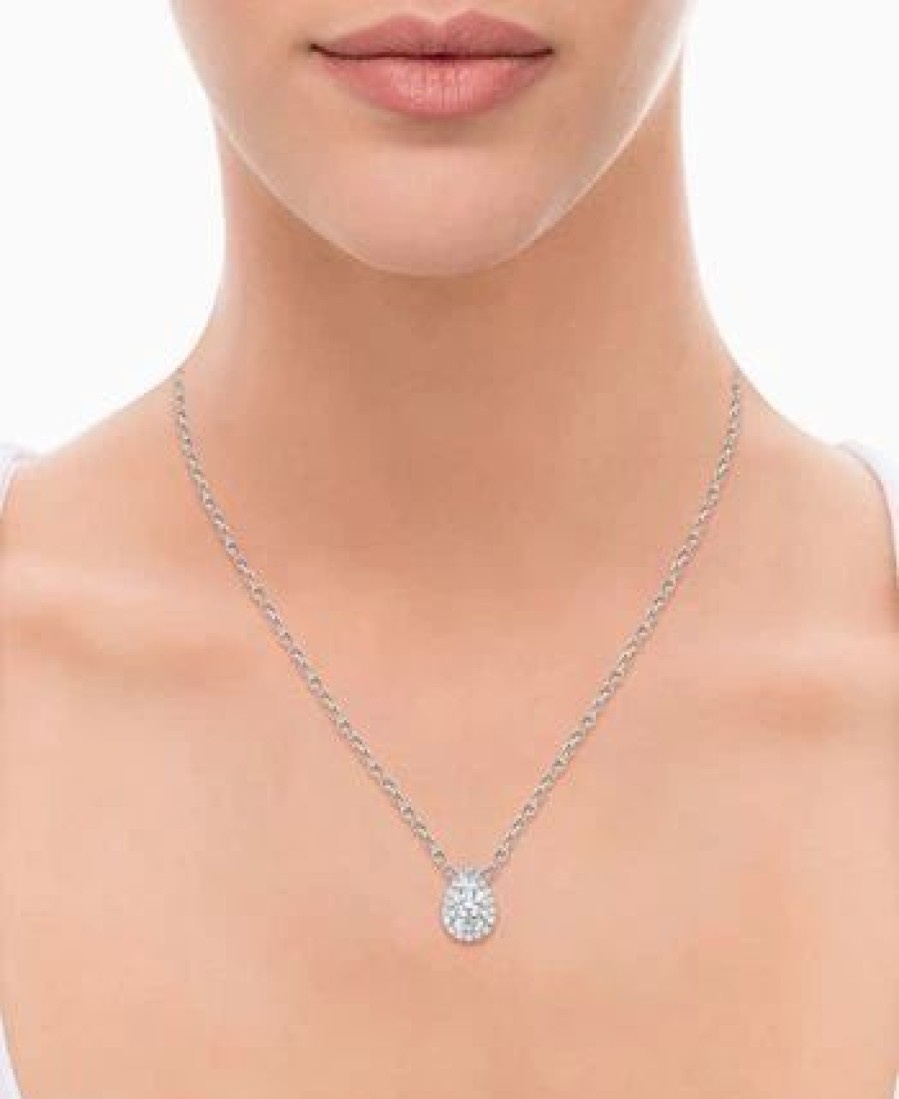 Clearance * Badgley Mischka Lab Grown Diamond Pear & Round Halo 18 Pendant Necklace (1-1/5 Ct. T.W.) In 14K White Gold White Gold