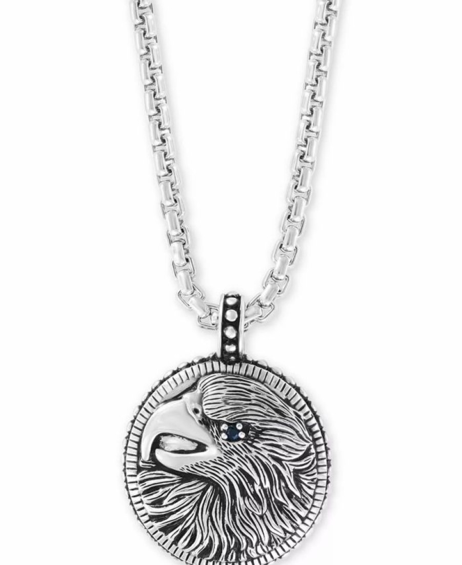 Online * Effy Collection Men'S Black Spinel Eagle 22 Pendant Necklace In Sterling Silver Silver