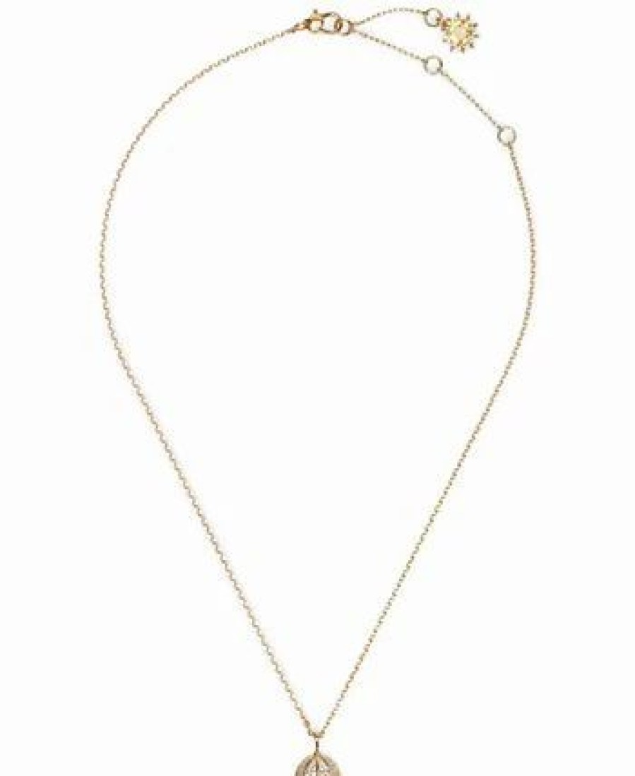 Best * Kate Spade New York Gold-Tone Pave Umbrella & Blue Tear-Shape Cubic Zirconia Mini Pendant Necklace, 16 + 3 Extender Gold Multi