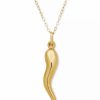 Hot * Italian Gold Polished Cornicello Horn 18 Necklace In 10K Gold Yellow Gold