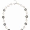 Best * Charter Club Silver-Tone Pave & Imitation Pearl Fireball All-Around Collar Necklace, 17 + 2 Extender, Created For Macy'S White