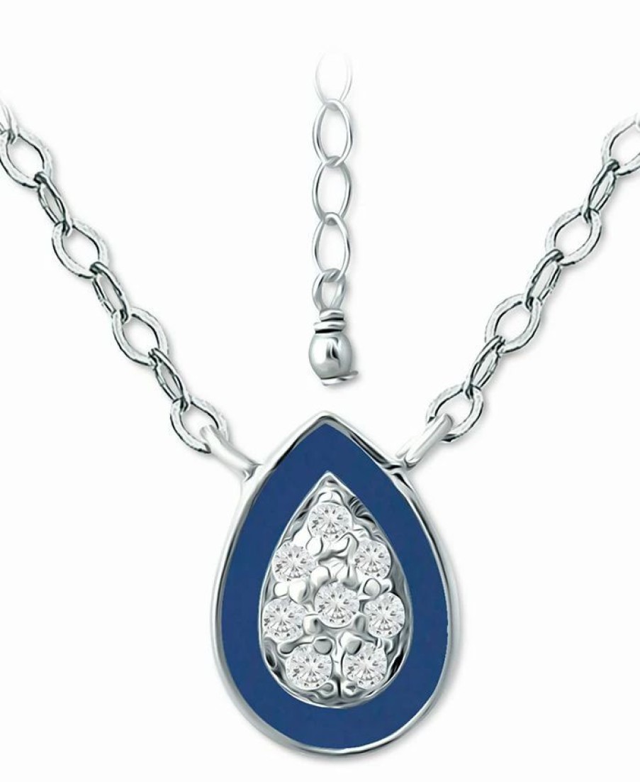 Wholesale * Giani Bernini Cubic Zirconia & Enamel Teardrop Pendant Necklace In Sterling Silver, 16 + 2 Extender, Created For Macy'S Sterling Silver