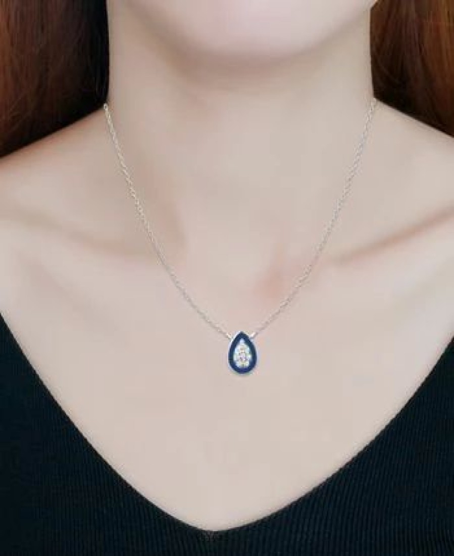 Wholesale * Giani Bernini Cubic Zirconia & Enamel Teardrop Pendant Necklace In Sterling Silver, 16 + 2 Extender, Created For Macy'S Sterling Silver