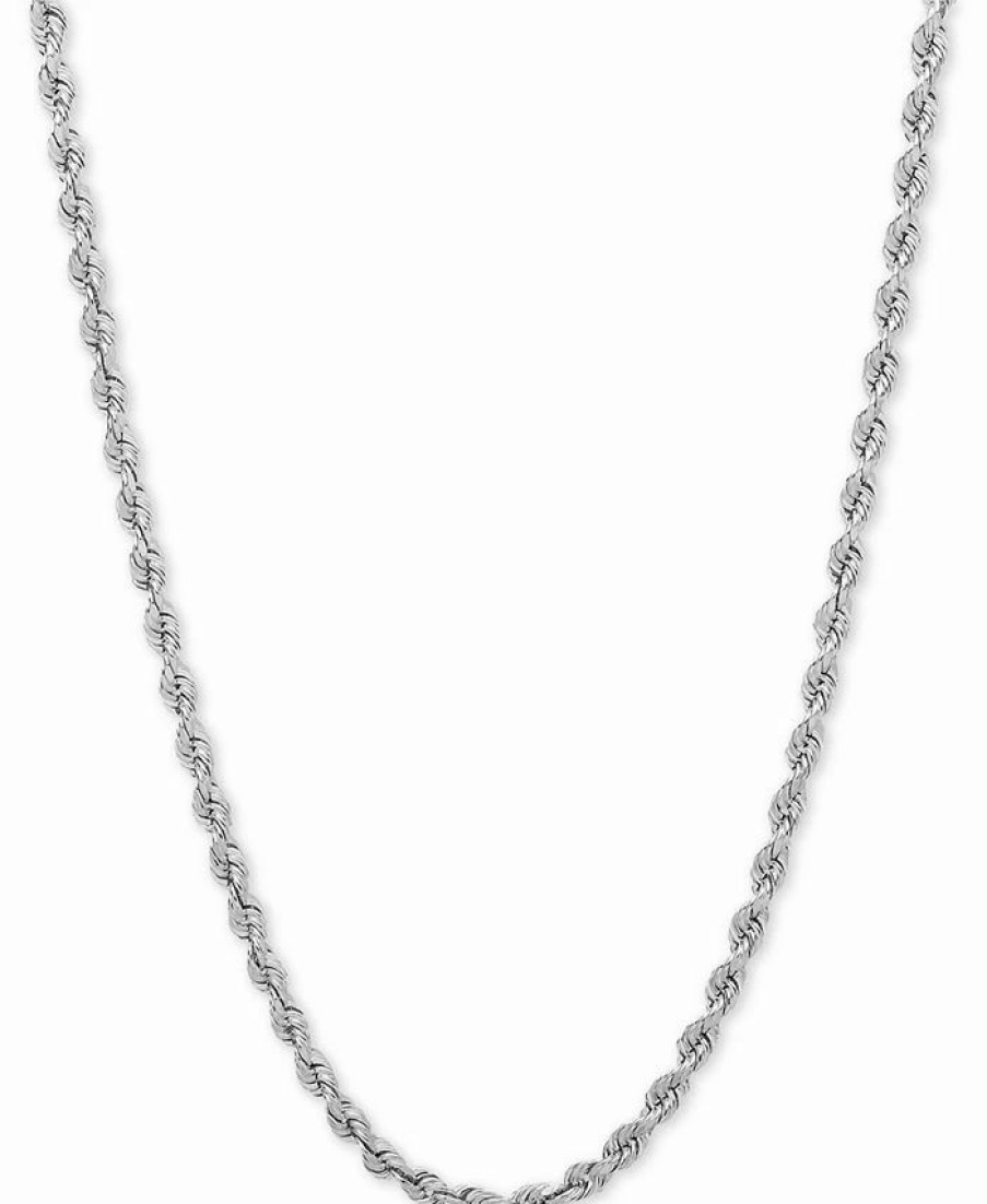 Clearance * Italian Gold 24 Rope Chain Necklace (3Mm) In 14K White Gold White Gold