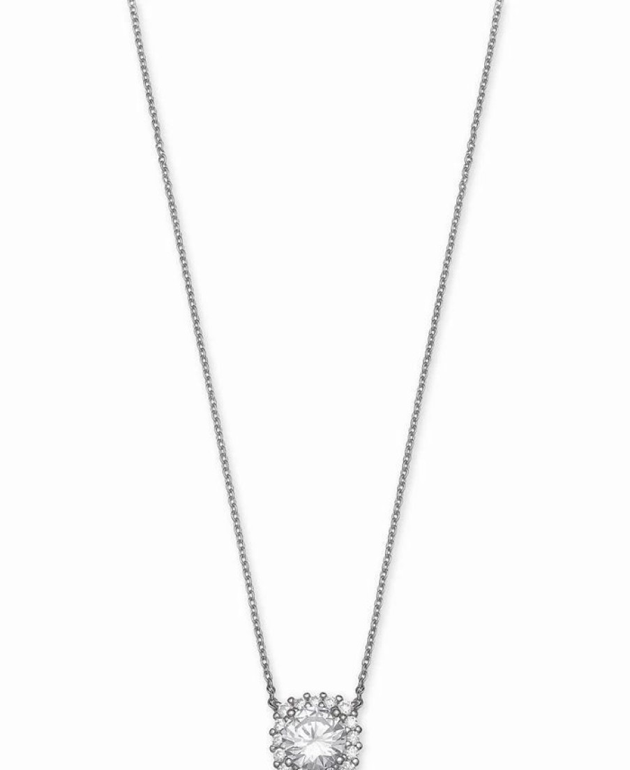 Clearance * Giani Bernini Cubic Zirconia Halo Pendant Necklace In Sterling Silver, Created For Macy'S Silver