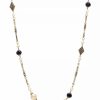 Online * 2028 Gold-Tone Jet Imitation Pearl Long Chain Necklace Black