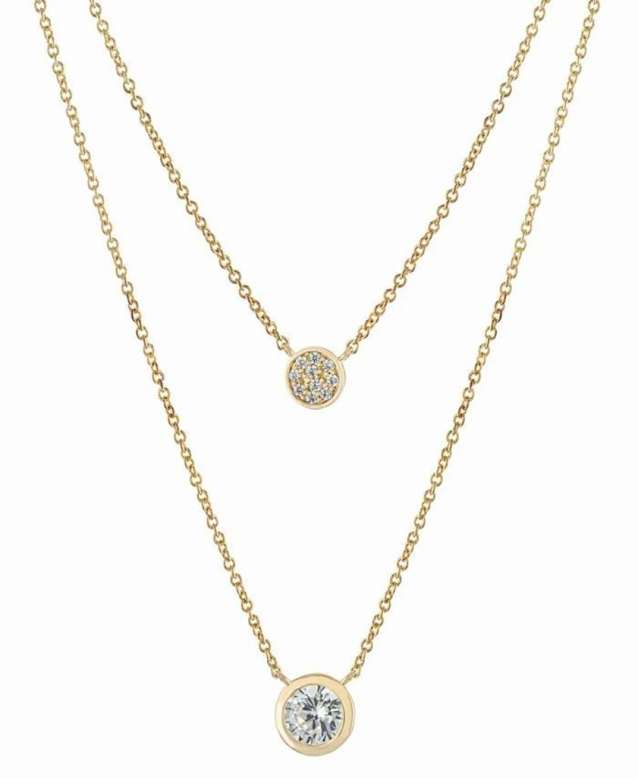 Online * Giani Bernini Double Layered Bezel Set 16 + 2 Cubic Zirconia Chain Necklace In Gold Over Sterling Silver Gold