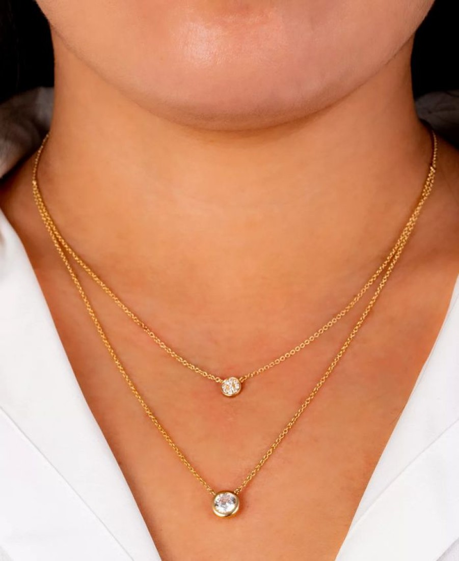 Online * Giani Bernini Double Layered Bezel Set 16 + 2 Cubic Zirconia Chain Necklace In Gold Over Sterling Silver Gold