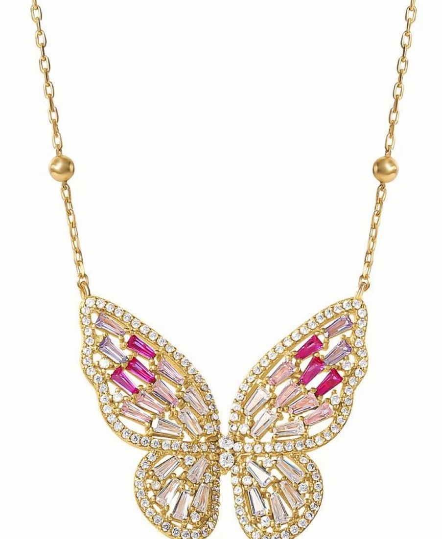 Clearance * Giani Bernini Cubic Zirconia Butterfly Pendant Necklace In 18K Gold-Plated Sterling Silver, 16 + 2 Extender, Created For Macy'S Gold