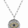 New * Effy Collection Black Diamond (1/10 Ct. T.W.) & White Diamond Accent Evil Eye 18 Pendant Necklace In Sterling Silver & 18K Gold Sterling Silver