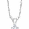 Clearance * Macy'S 10K White Gold Necklace, Princess-Cut Diamond Accent Pendant No Color