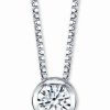 Hot * Macy'S Sirena Diamond Bezel Solitaire 18 Pendant Necklace (1/10 Ct. T.W.) In 14K White Gold