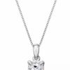 New * Macy'S Princess-Cut Diamond Solitaire Pendant 18 Necklace (1/4 Ct. T.W.) In 14K White Gold White Gold