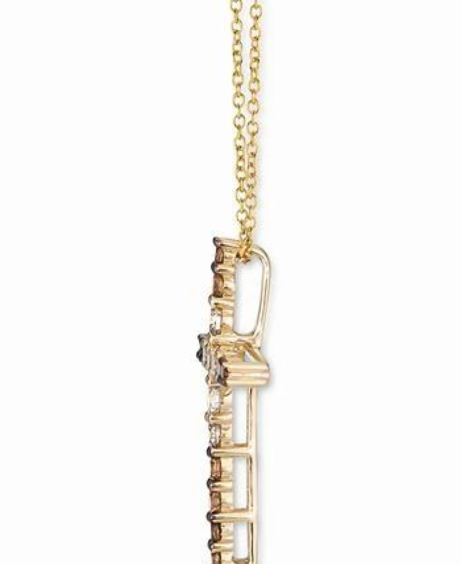 Best * Le Vian Chocolate Ombre Diamond Cross 18 Pendant Necklace (1/2 Ct. T.W.) In 14K Gold Yellow Gold