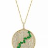 Hot * Effy Collection Emerald (7/8 Ct. T.W.) & Diamond (1-1/10 Ct. T.W.) Pave Disc 18 Pendant Necklace In 14K Gold Emerald