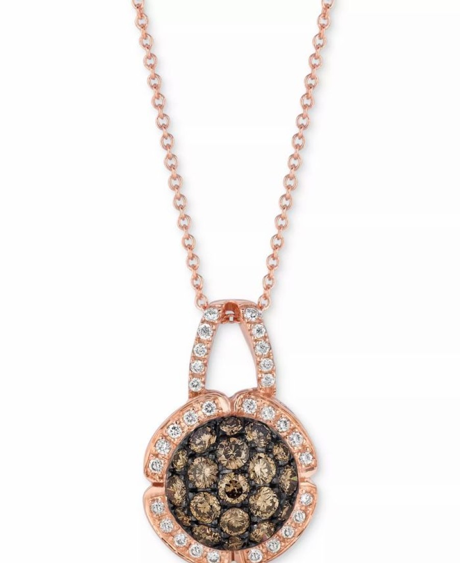 Best * Le Vian Chocolatier Diamond Cluster 18 Pendant Necklace (7/8 Ct. T.W.) In 14K Rose Gold Rose Gold