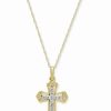 Hot * Macy'S Diamond Cross 18 Pendant Necklace (1/10 Ct. T.W.) In 14K Gold & 14K White Gold Yellow Gold