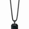 Clearance * Effy Collection Men'S Onyx And Black Spinel 24 Pendant Necklace In Black Pvd Plated Sterling Silver Silver