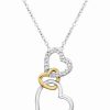 Wholesale * Macy'S 18K Gold Over Sterling Silver And Sterling Silver Heart Necklace, Diamond Accent Three Interlocking Heart Pendant No Color