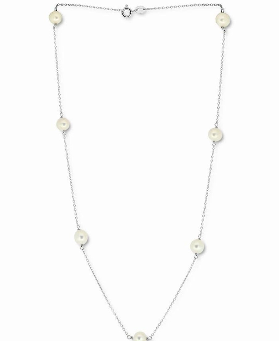 Hot * Effy Collection Cultured Freshwater Pearl (7Mm) 18 Statement Necklace In Sterling Silver Sterling Silver