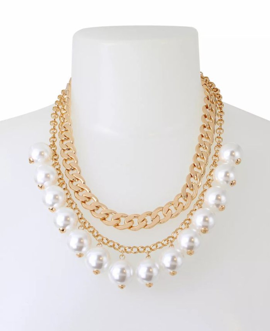 Best * Steve Madden Imitation Pearl Layered Necklace Imtation Pearl