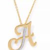 Wholesale * Macy'S Diamond Accent Initial Pendant Necklace 18 In Gold Plate Or Rose Gold Plate