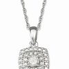 Clearance * Macy'S Diamond Halo 18 Pendant Necklace (1/10 Ct. T.W.) In Sterling Silver Sterling Silver