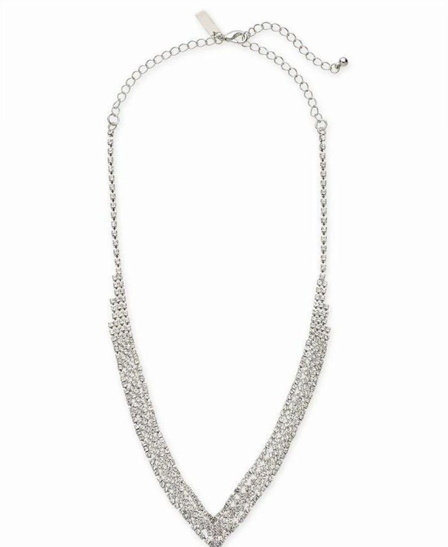 Best * Inc International Concepts Silver-Tone Crystal Pave Choker Necklace, 12 + 3 Extender, Created For Macy'S Silver