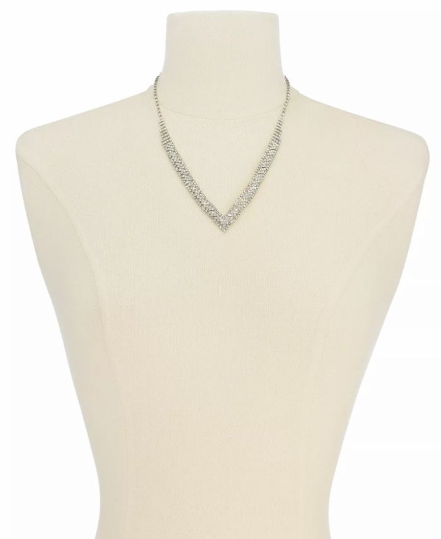 Best * Inc International Concepts Silver-Tone Crystal Pave Choker Necklace, 12 + 3 Extender, Created For Macy'S Silver