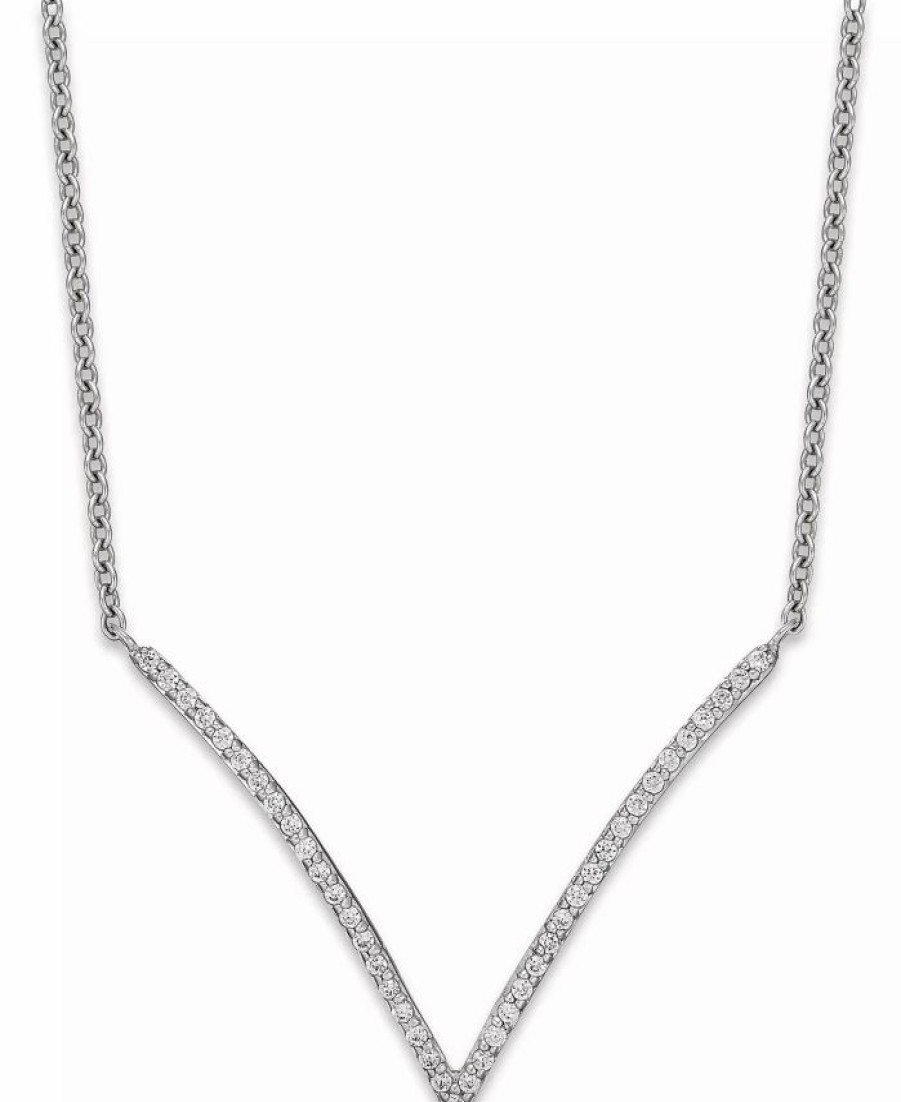 Online * Wrapped Diamond V-Necklace In 10K White Gold (1/6 Ct. T.W.) White Gold