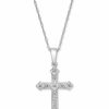 Clearance * Macy'S Diamond Cross Pendant Necklace (1/10 Ct. T.W.) In 14K Gold Or White Gold