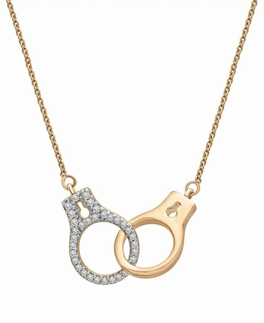 Clearance * Wrapped Diamond Handcuff Statement Necklace (1/6 Ct. T.W.) In 14K Gold, 18 + 2 Extender, Created For Macy'S Yellow Gold