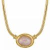 Clearance * 2028 Gold-Tone Semi Precious Oval Stone Necklace Pink