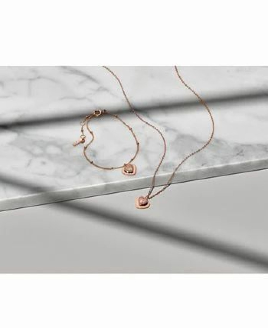 Wholesale * Michael Kors Women'S Mini Pave Heart Sterling Silver Necklace, 16 + 2 Extender Rose Gold