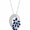 Wholesale * Effy Collection Sapphire (3-1/20 Ct. T.W.) & Diamond (3/4 Ct. T.W.) Floral Inspired 18 Pendant In 14K White Gold Sapphire